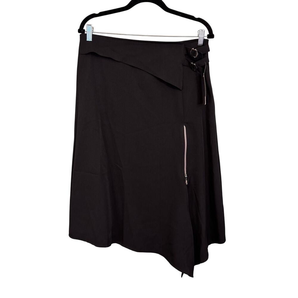 Vtg Natanel Skirt Womens S/M Black A Line Stretch Dark Academia Goth France NWT